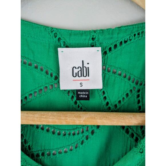 CABI Green Eyelet Gemma Top Size Small - Picture 6 of 9